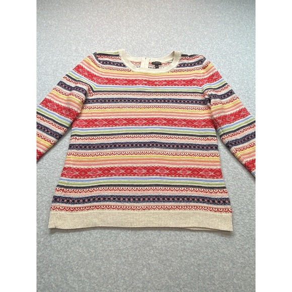 Talbots Sweater Womens Size Large Red Striped Wool Blend Holliday Outdoor - Picture 8 of 11